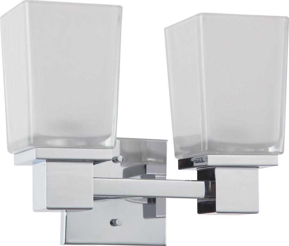NUVO Polished Chrome 2 Light 100W 11-1/4 in. Clear Sandblaster Glass Vanity 
