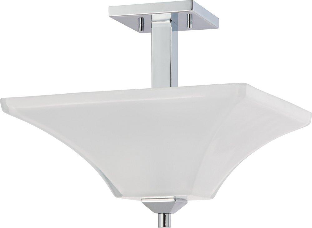 NUVO Polished Chrome 60W 2-Light Medium Incandescent Semi-Flush Ceiling Light with Sandstone Etched Glass 