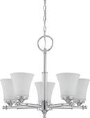 60W 5-Light Medium Incandescent Chandelier with Frosted Etched Glass in Polished Chrome