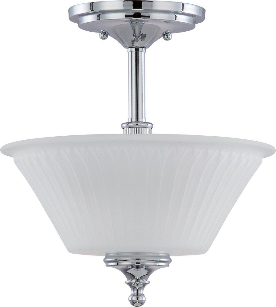 NUVO Polished Chrome 60W 2-Light Medium Incandescent Semi-Flush Ceiling Light with Etched Glass 