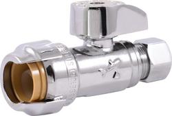 1/2 in x 3/8 in Lever Handle Straight Supply Stop Valve in Polished Chrome