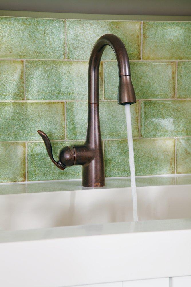Moen Oil Rubbed Bronze Single Lever Handle Pull Down Bar Faucet with Power Clean and Reflex Technology 