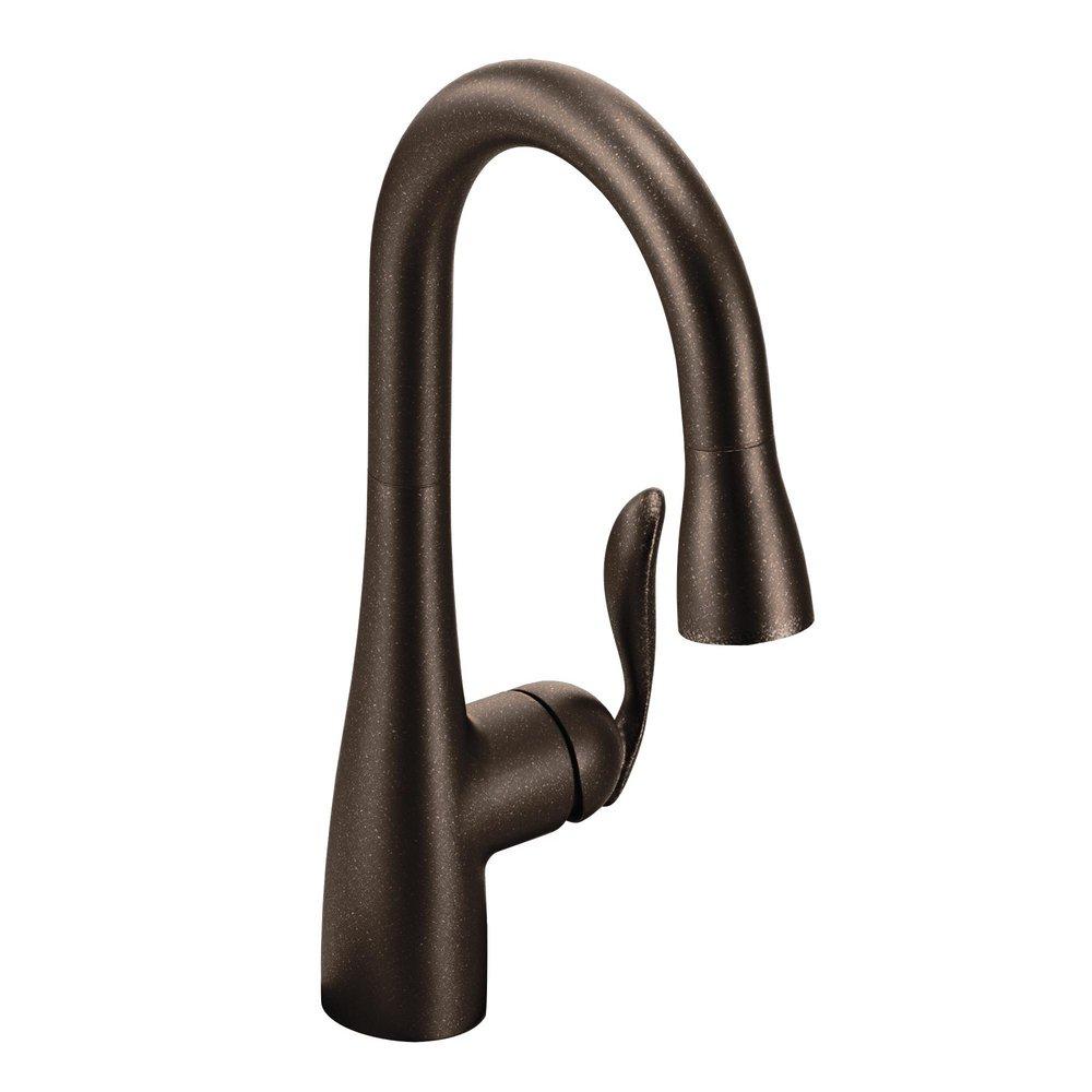 Moen Oil Rubbed Bronze Single Lever Handle Pull Down Bar Faucet with Power Clean and Reflex Technology 