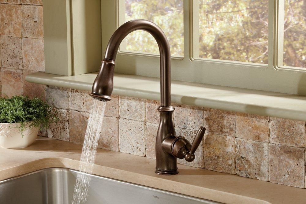Moen Oil Rubbed Bronze Single Handle Pull Down Kitchen Faucet 
