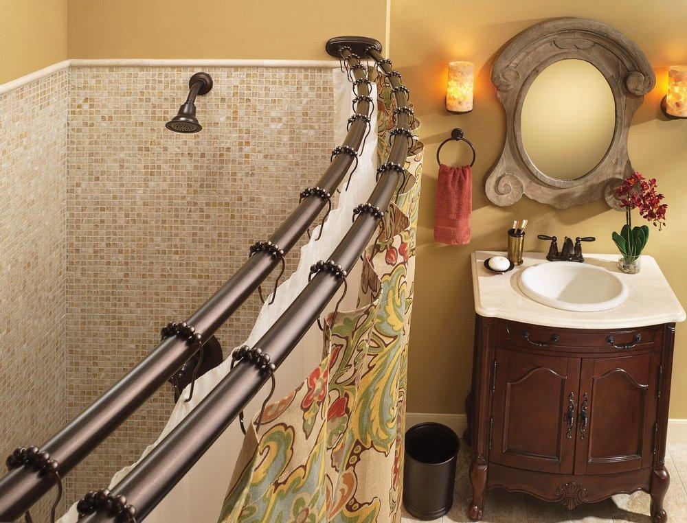Moen Old World Bronze 60 in. Adustable Double Curve Shower Rod 