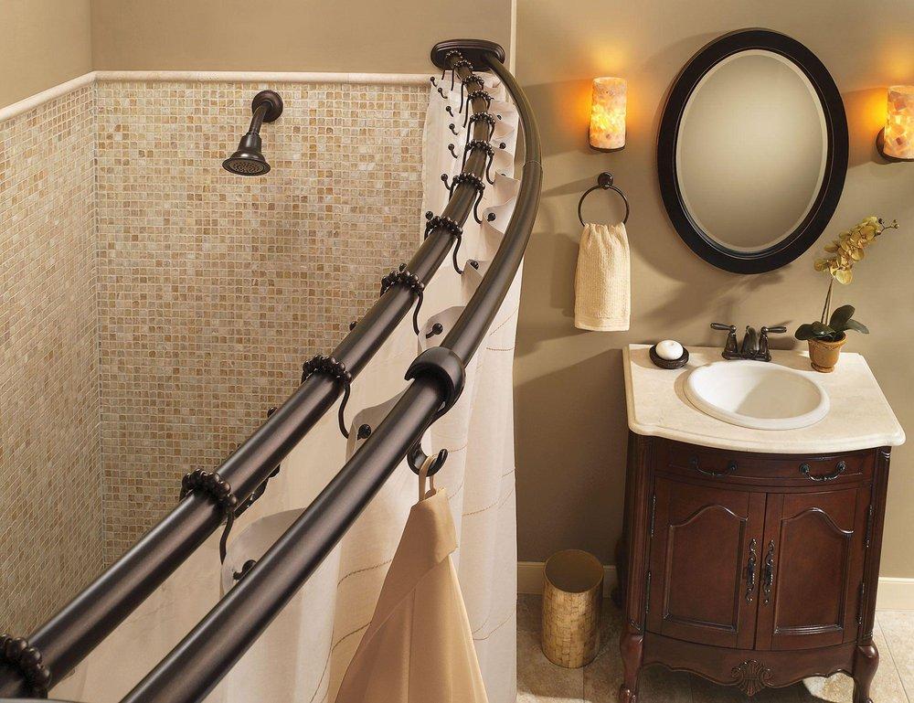 Moen Old World Bronze 60 in. Adustable Double Curve Shower Rod 
