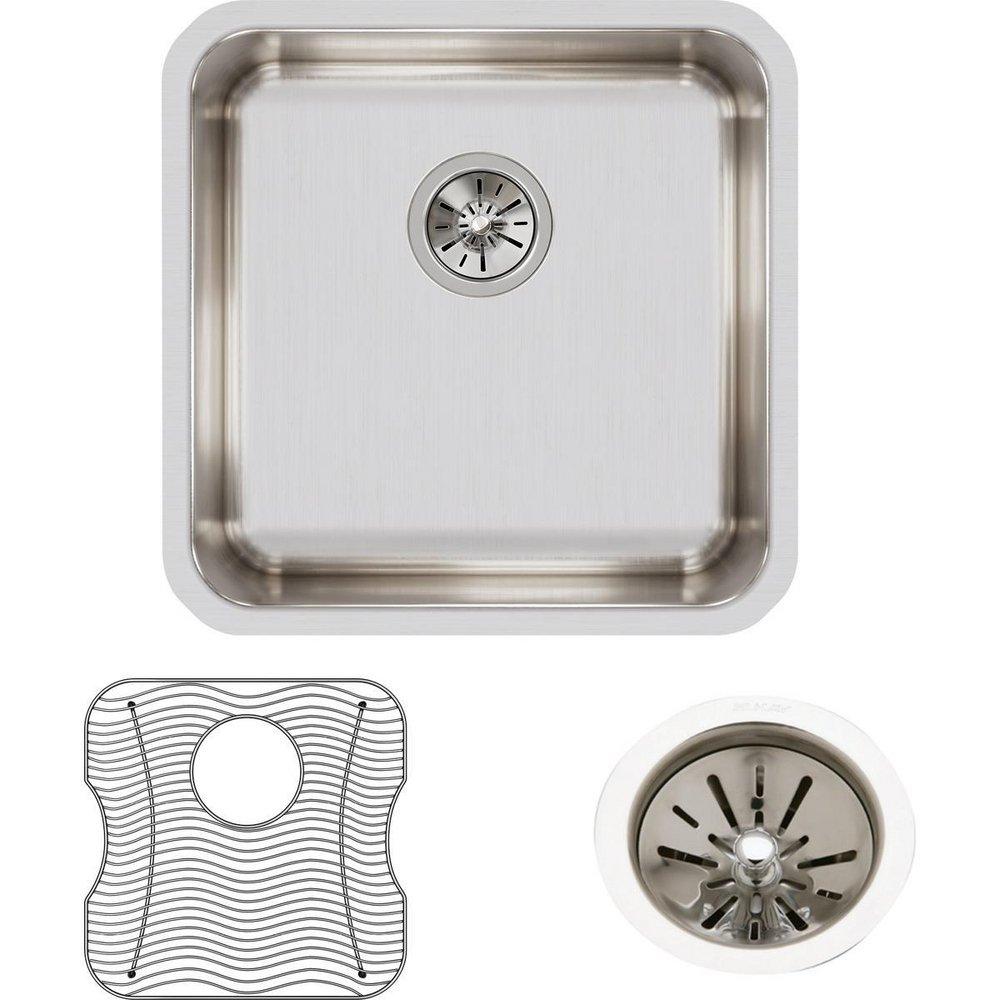 Elkay Lustrous Highlighted Satin Single Bowl Undermount Sink Kit 