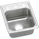 Elkay Lustrous Highlighted Satin 2 Hole Single Bowl Top Mount Square Bar Sink with Center Drain 