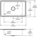 Elkay Lustertone 16-1/2 x 20-1/2 in. No Hole Single Bowl Undermount Stainless Steel Bar Sink with Rear Center Drain 