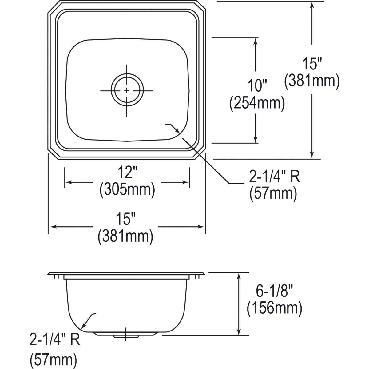 2-Hole Single Bowl Stainless Steel ADA Drop-In Classroom Sink 