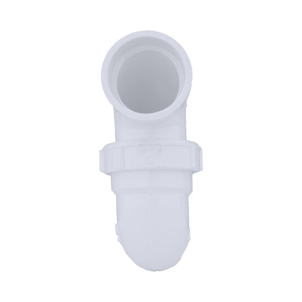 White PVC DWV Union P-Trap with Plastic Nut 