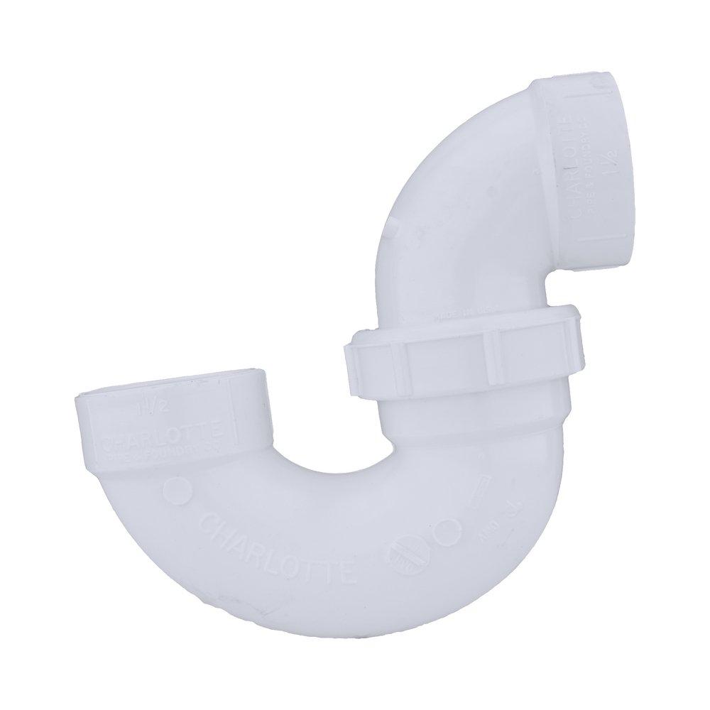 White PVC DWV Union P-Trap with Plastic Nut 