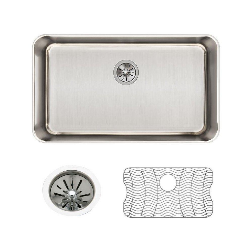 Elkay Lustrous Satin 30-1/2 x 18-1/2 in. No Hole Stainless Steel Single Bowl Undermount Kitchen Sink 