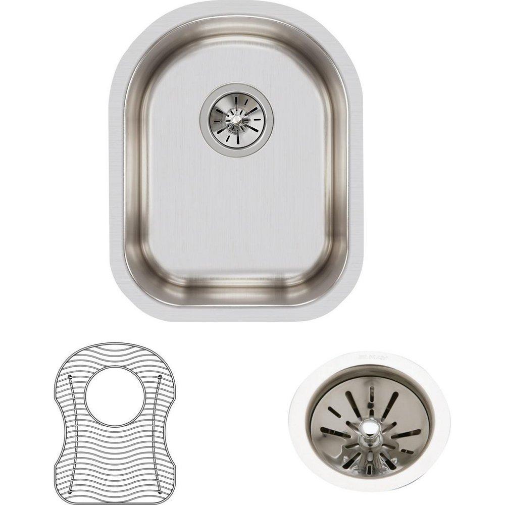 Elkay Lustrous Satin 14 x 17-1/2 in. No Hole Stainless Steel Single Bowl Undermount Kitchen Sink 