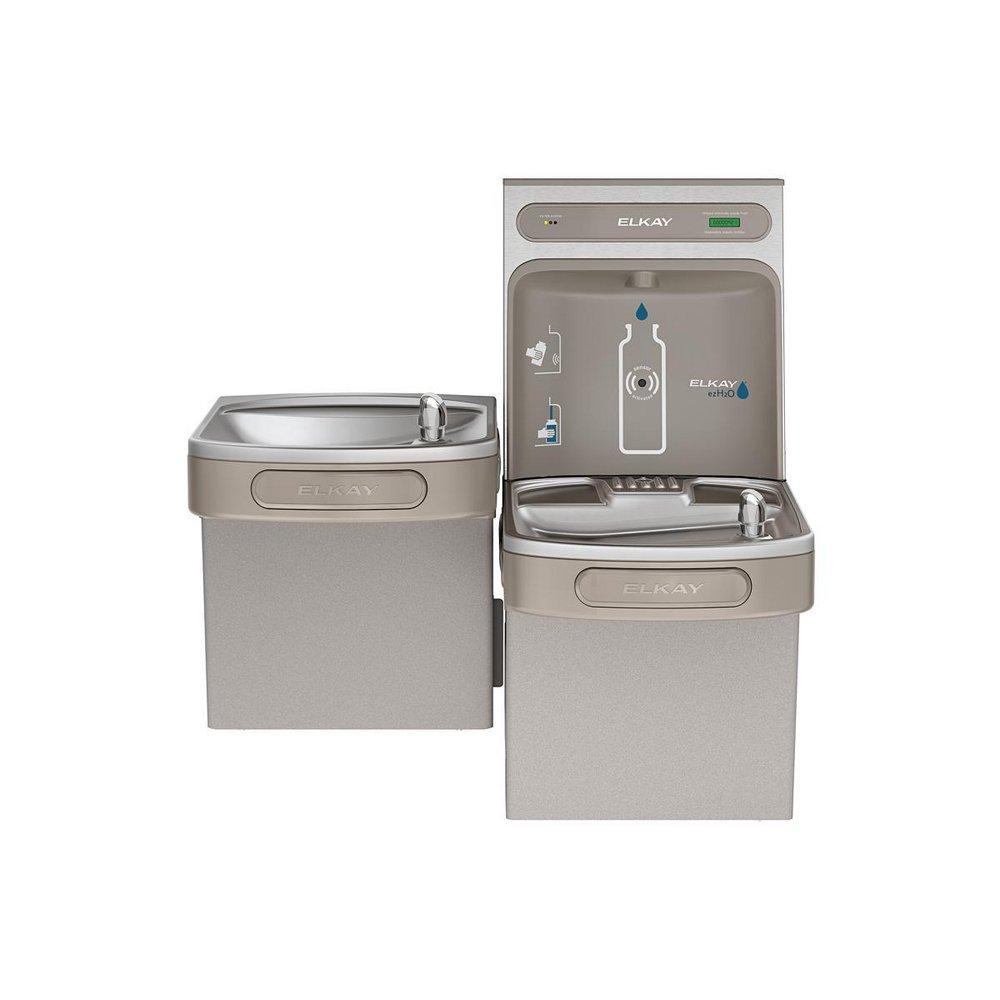 Elkay Light Grey 39-1/16 in. 1.5 gpm Bottle Filing Station with Bi-Level Cooler Kit 