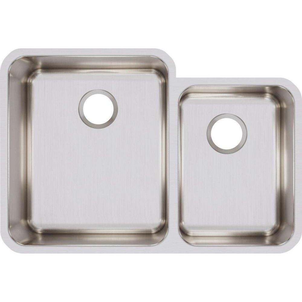 Elkay Lustrous Satin 30-3/4 x 21 in. No Hole Stainless Steel Double Bowl Undermount Kitchen Sink 