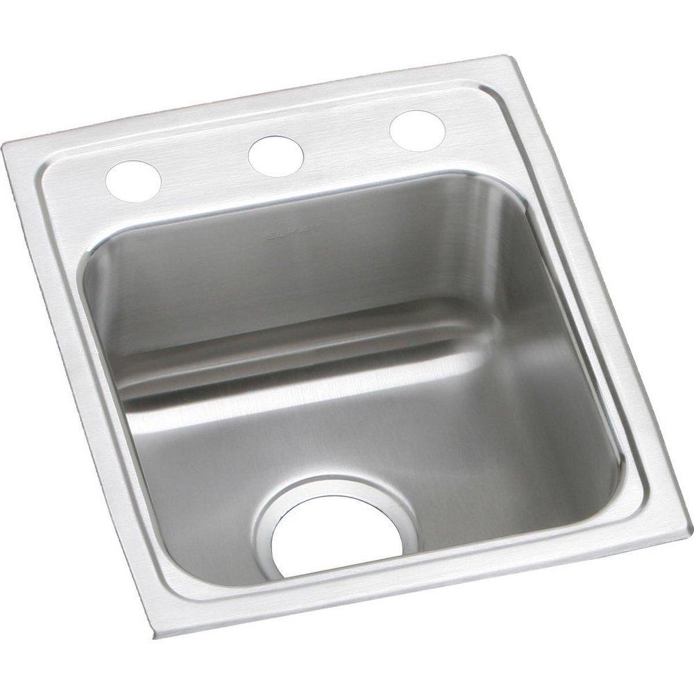 Elkay Lustrous Satin 15 x 17-1/2 in. 3 Hole Drop-in Stainless Steel Bar Sink 