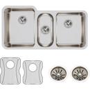 Elkay Lustrous Satin 40 x 20-1/2 in. No Hole Stainless Steel Triple Bowl Undermount Kitchen Sink 
