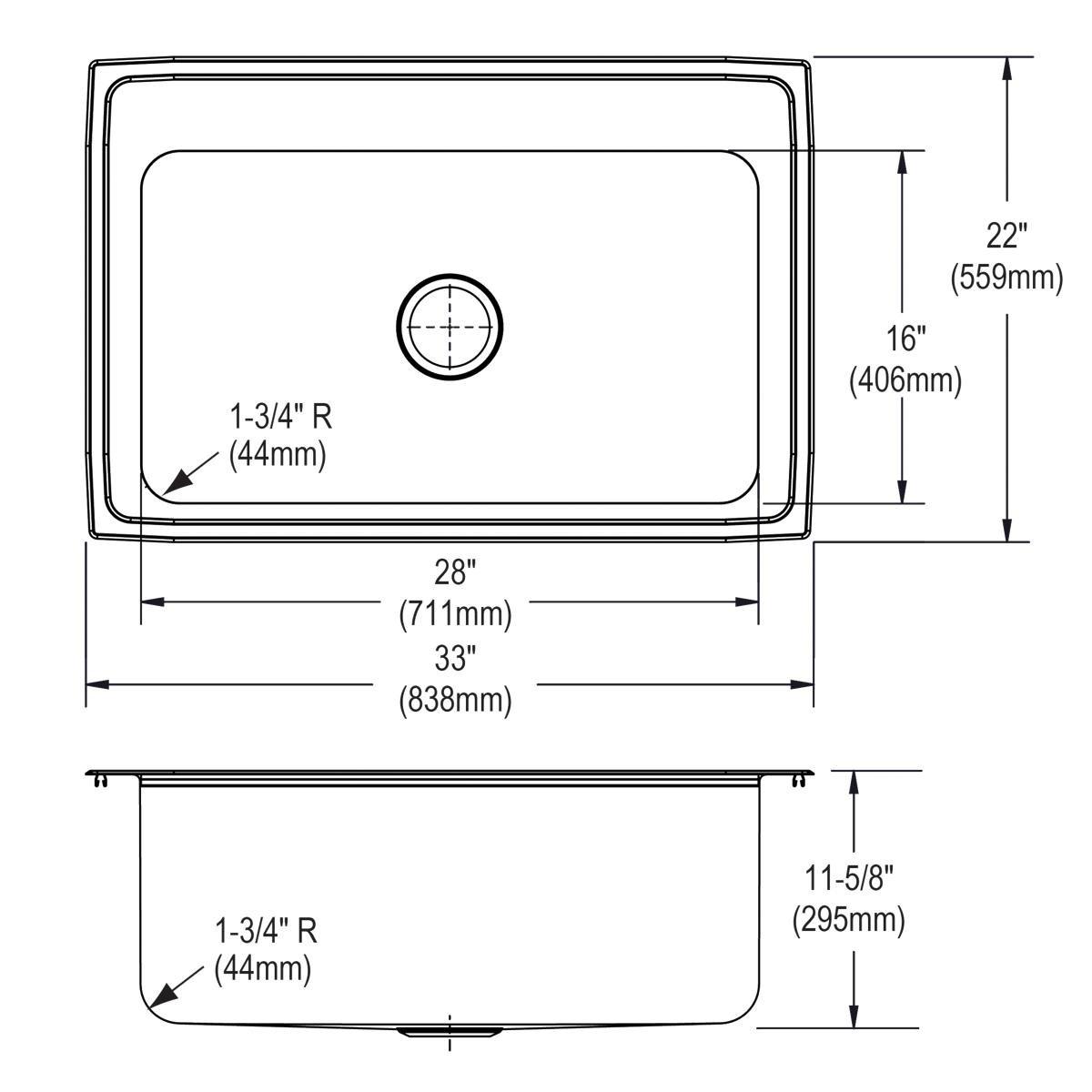 Elkay Lustrous Highlighted Satin Single Bowl Stainless Steel Undermount Sink Kit 