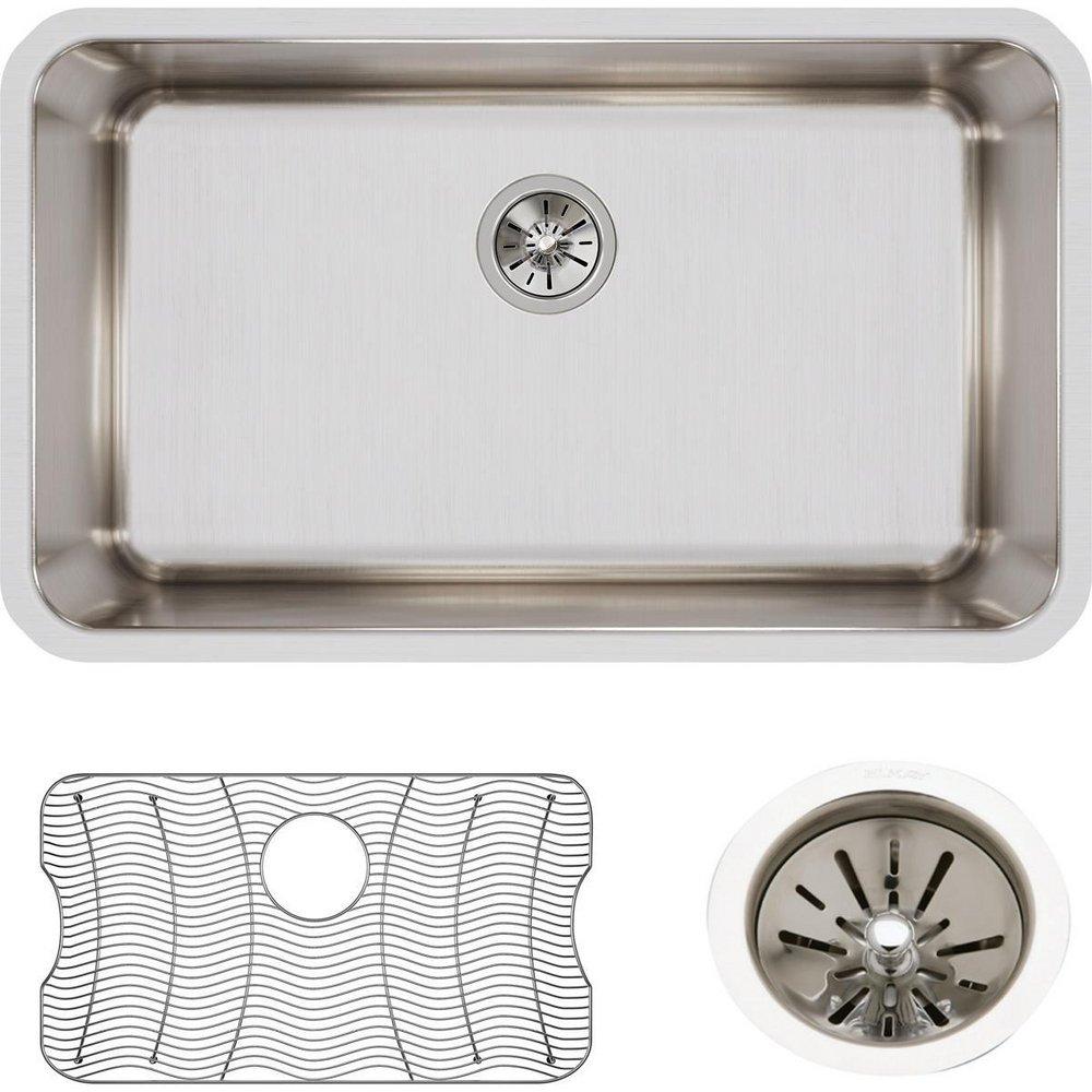 Elkay Lustrous Satin 30-1/2 x 18-1/2 in. No Hole Stainless Steel Single Bowl Undermount Kitchen Sink 