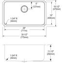 Elkay Lustrous Satin 30-1/2 x 18-1/2 in. No Hole Stainless Steel Single Bowl Undermount Kitchen Sink 