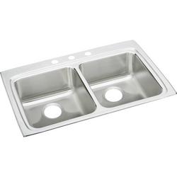 33 in. Drop-in Stainless Steel Double Bowl Kitchen Sink in Lustertone