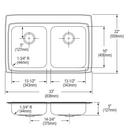 Elkay Lustertone 33 x 22 in. Stainless Steel Double Bowl Drop-in Kitchen Sink in Lustertone 