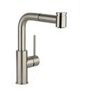 1-Hole Pull-Out Bar Faucet with Single Lever Handle in Brushed Nickel