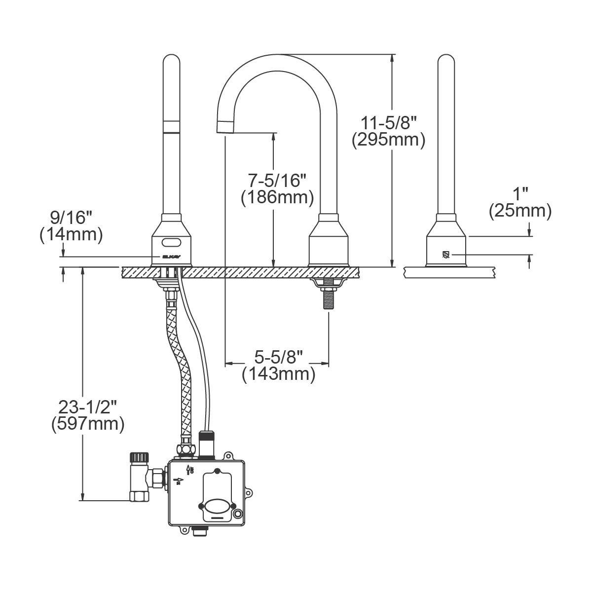 Elkay Polished Chrome No Handle Deck Mount Service Faucet 