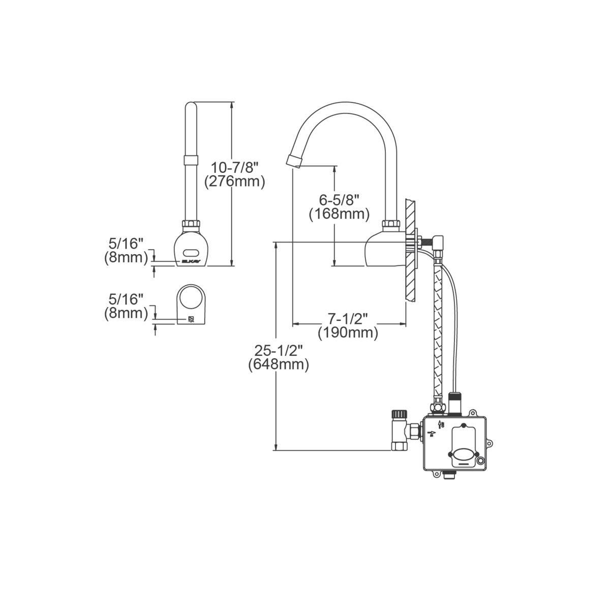 Elkay Polished Chrome No Handle Wall Mount Service Faucet 