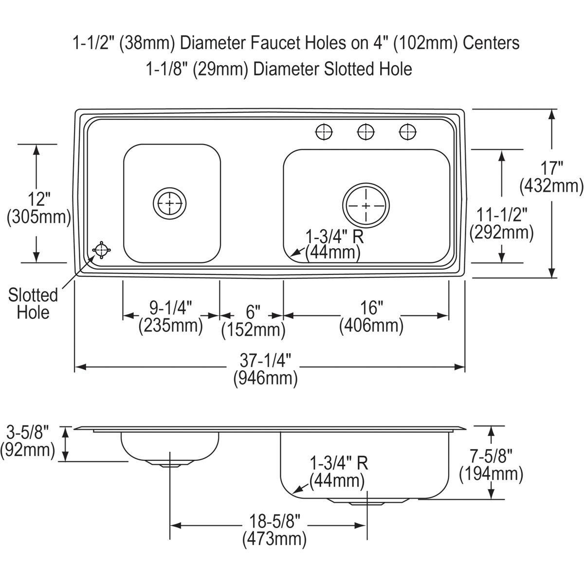 Elkay Lustrous Satin 18-3/8 x 18-3/8 in. No Hole Stainless Steel Single Bowl Undermount Kitchen Sink 