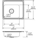 Elkay Lustrous Satin 17 x 16 in. 18 ga 1-Bowl 3 Hole Self-rimming or Drop-in 304 Stainless Steel Kitchen Sink with Center Drain 