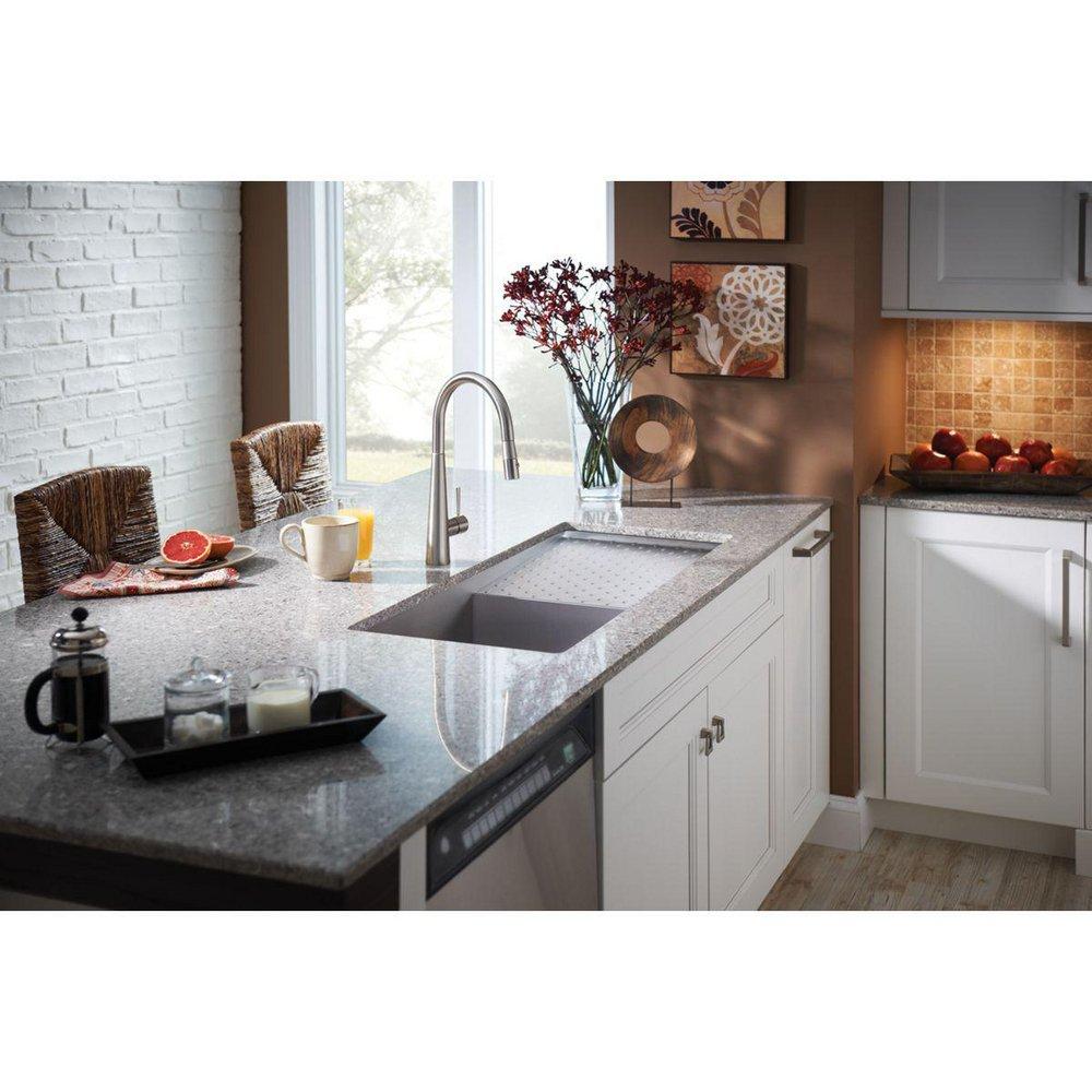 Elkay Satin Nickel 1-Hole Pull-Down Kitchen Faucet with Single Lever Handle 