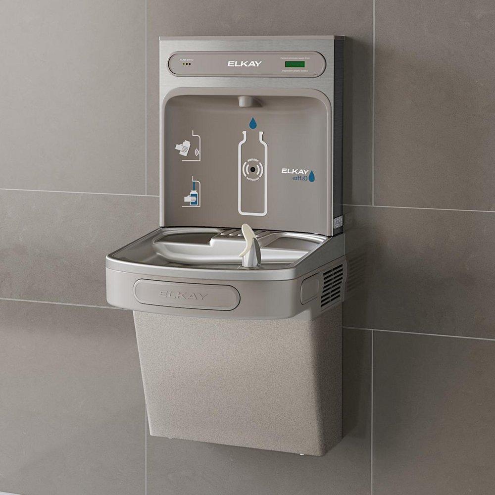 Elkay Light Grey Granite Wall Mount Indoor Bottle Filling Station 
