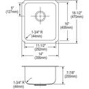 Elkay Lustrous Satin 14-3/8 x 14-3/8 in. Undermount Stainless Steel Bar Sink 