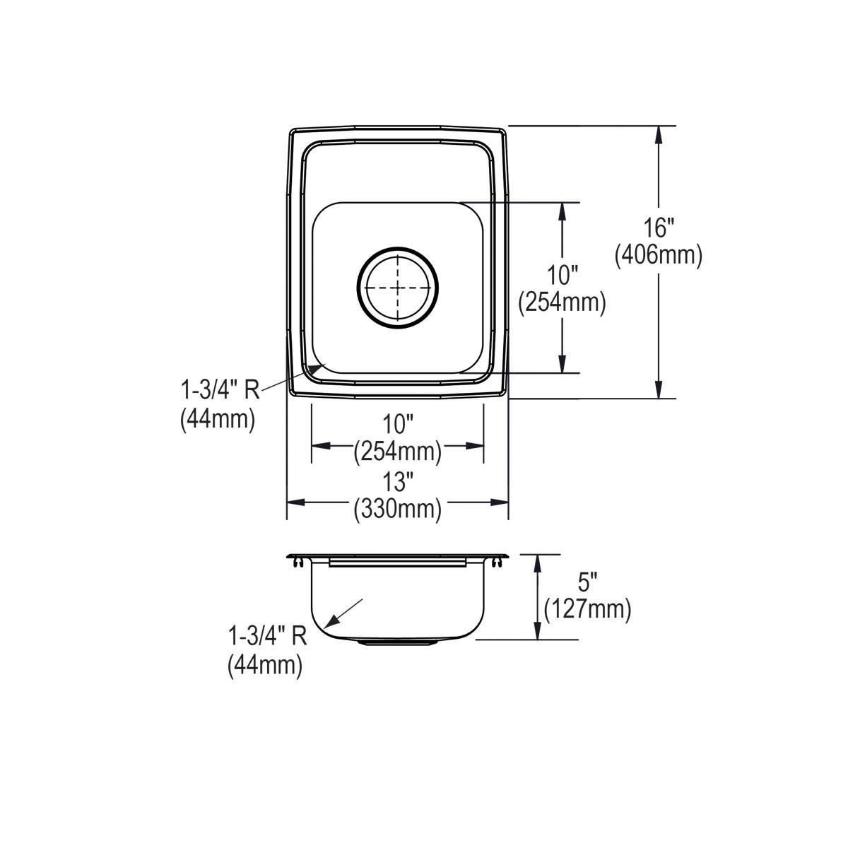 13X16 1H 1B SS TM KITC SINK *GOURME 