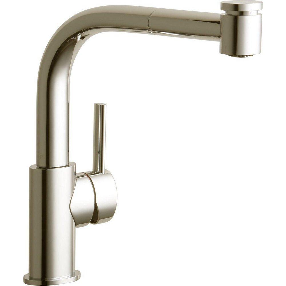 Elkay Brushed Nickel 1-Hole Pull-Out Spray Kitchen Faucet with Single Lever Handle 