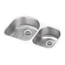 Stainless Steel Double Bowl Undermount Kitchen Sink with Rear Center Drain Kit in Lustertone