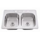 33 x 21-1/4 in. 4 Hole Stainless Steel Double Bowl Drop-in Kitchen Sink