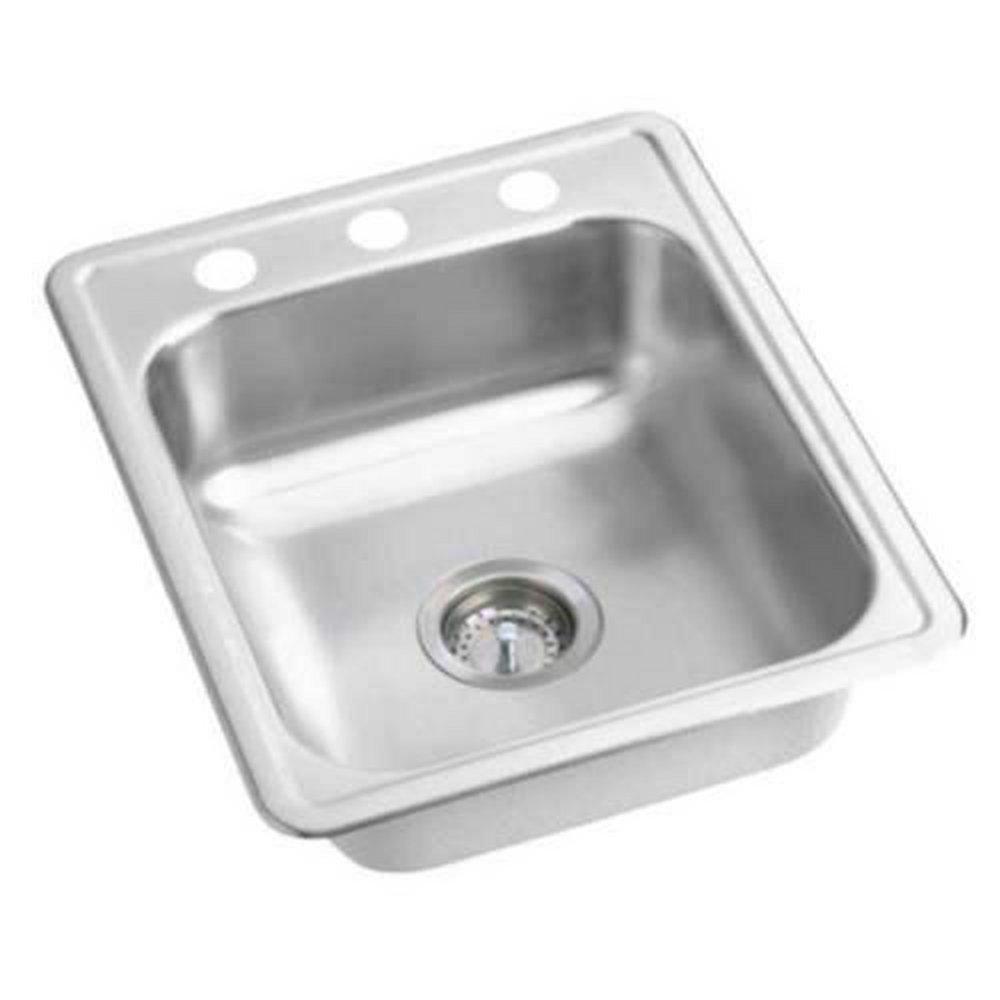 PROFLO&reg; Stainless Steel 17 x 22 in. 3-Hole Stainless Steel Single Bowl Drop-in Kitchen Sink 