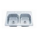 33 x 22 in. 4 Hole Stainless Steel Double Bowl Drop-in Kitchen Sink