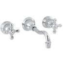 Widespread Wall Mount Bathroom Sink Faucet with Double Cross Handle in Polished Chrome
