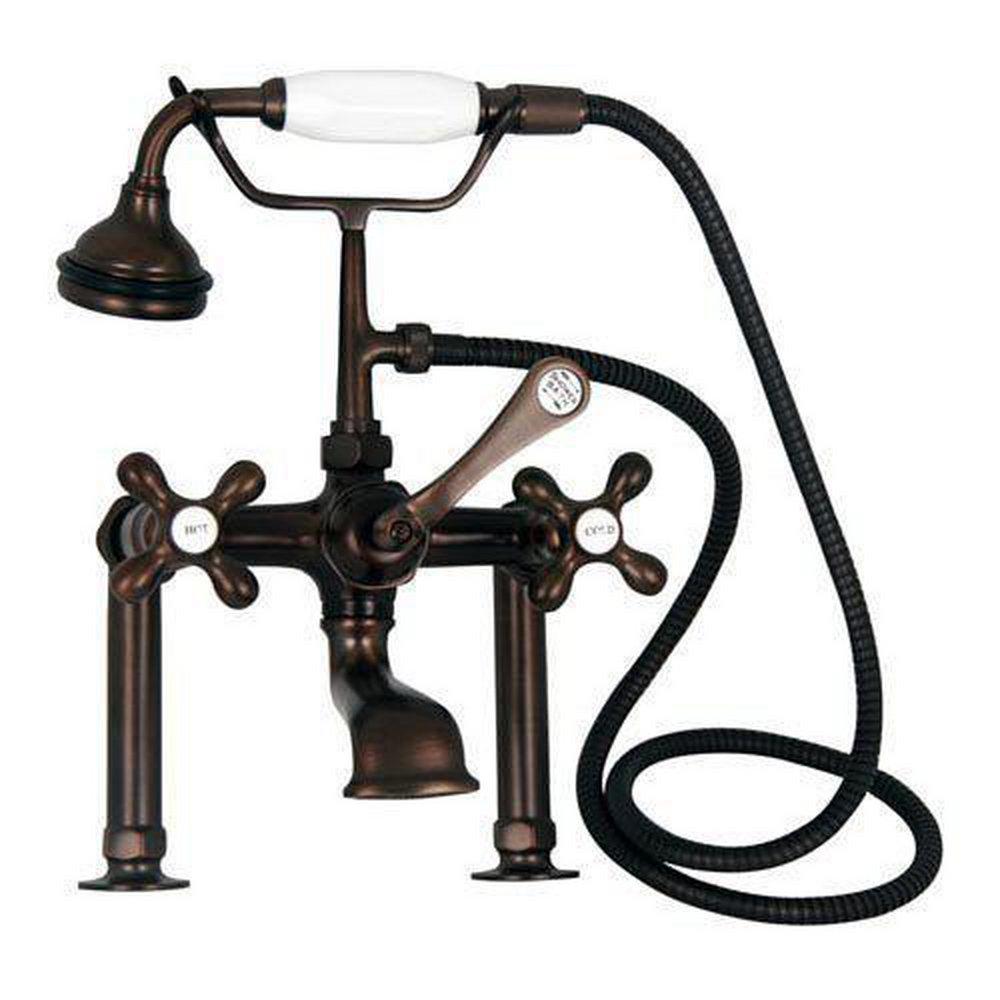 Barclay Products Limited Oil Rubbed Bronze 3.7 gpm Triple Cross Handle Elbow Mount Roman Tub Faucet with Hand Shower 