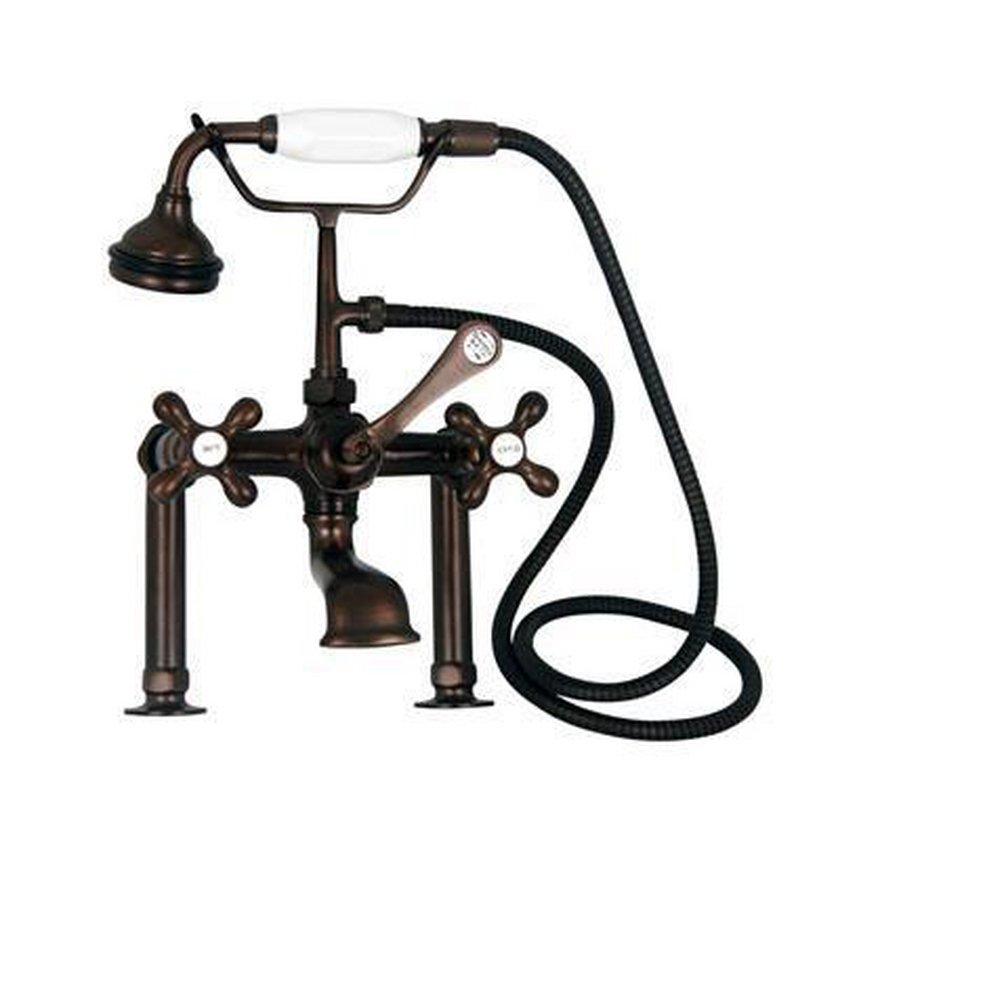 Barclay Products Limited Oil Rubbed Bronze 3.7 gpm Triple Cross Handle Swivel Mount Roman Tub Faucet with Hand Shower 