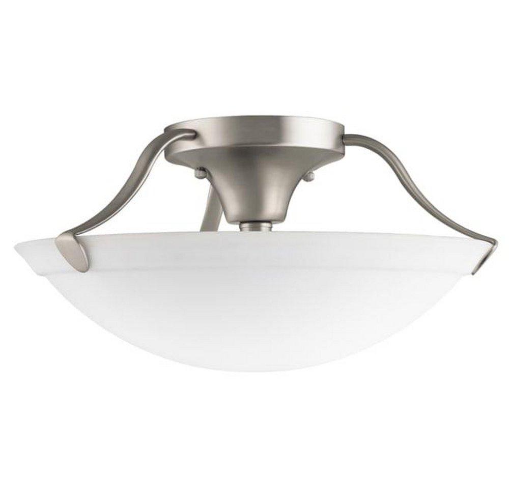 Kichler Lighting Brushed Nickel 7-3/4 x 15 in. 100W 3-Light Medium Semi-Flush Mount Ceiling Fixture 