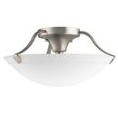 7-3/4 x 15 in. 100 W 3-Light Medium Semi-Flush Mount Ceiling Fixture in Brushed Nickel