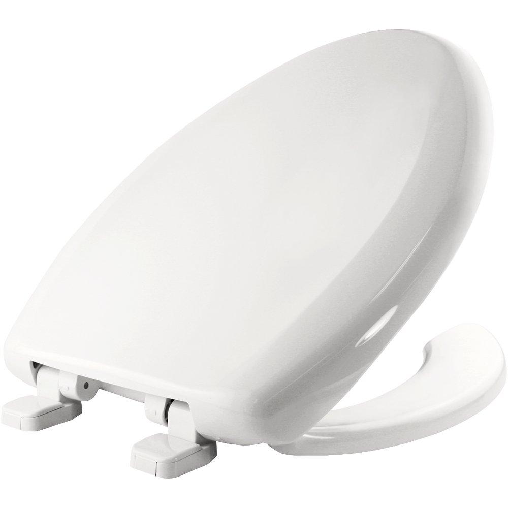 Bemis White Elongated Open Front Toilet Seat with Cover 