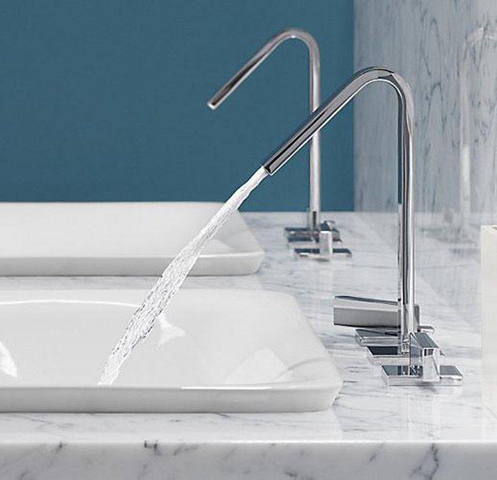 KOHLER Polished Chrome Two Handle Widespread Bathroom Sink Faucet 