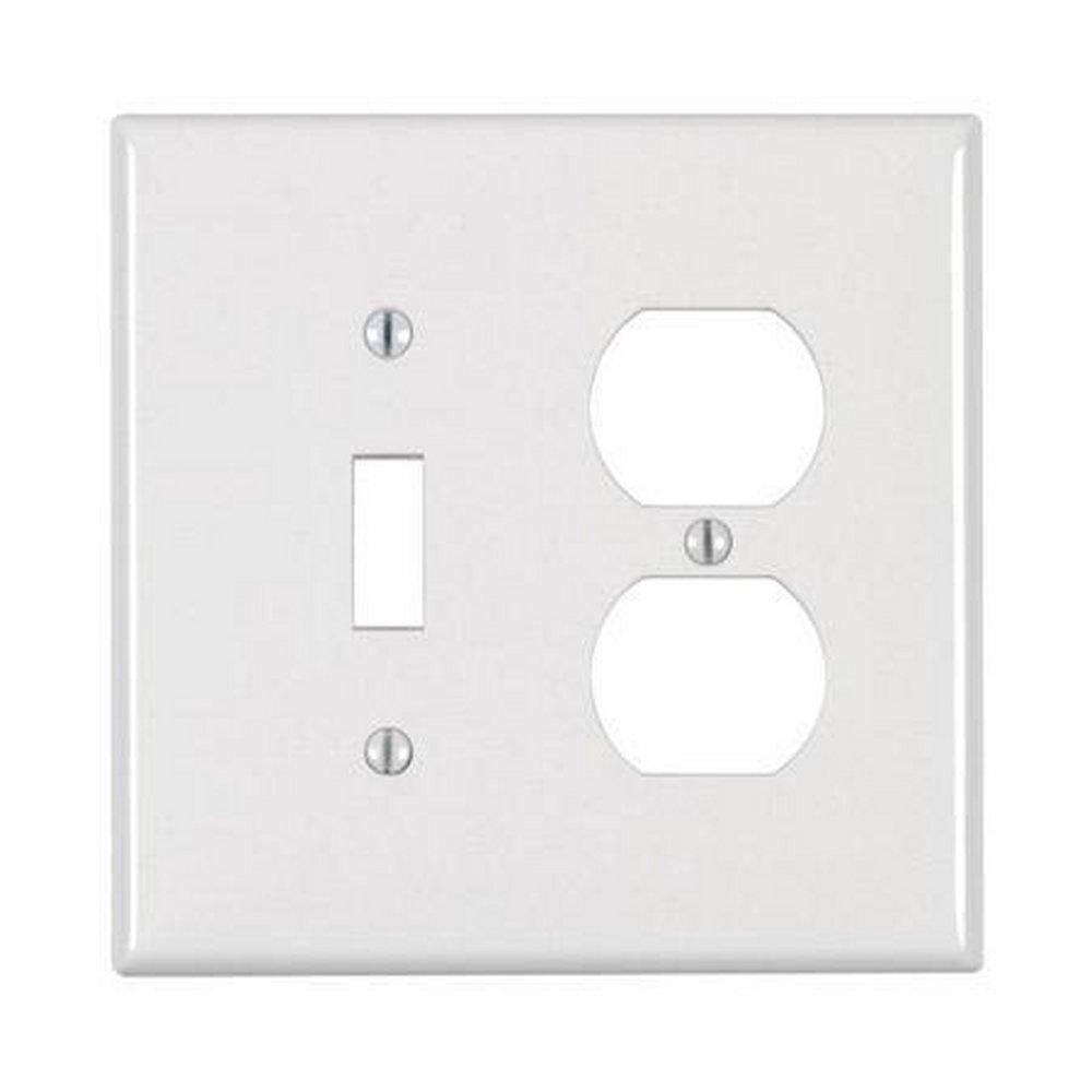 LEVITON Ivory 2-Gang 1-Toggle 1-Duplex Thermoplastic Nylon Wall Plate 