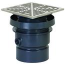 4 in. Hub PVC Floor Drain Assembly with 7 in. Square 304 Stainless Steel Grate and Ring and Strainer